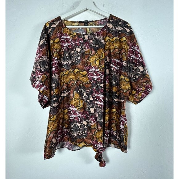 Marc New York Tops - Marc New York Womens Snake Print Tie-Hem Top Blouse Medium Purple/Gold/Black New